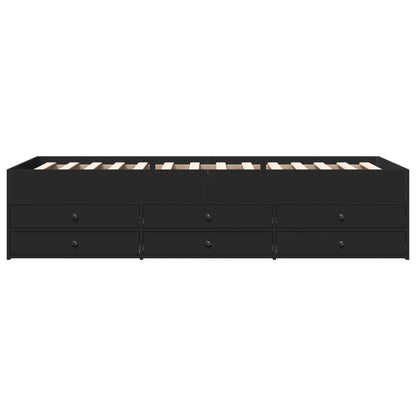 Daybed with Drawers without Mattress Black 100x200 cm