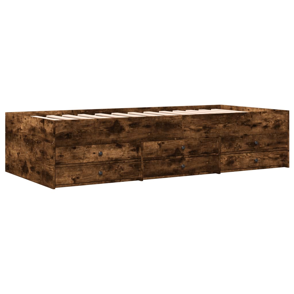 Daybed with Drawers without Mattress Smoked Oak 100x200 cm