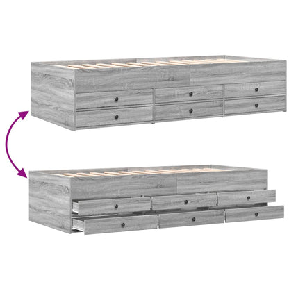 Daybed with Drawers without Mattress Grey Sonoma 100x200 cm