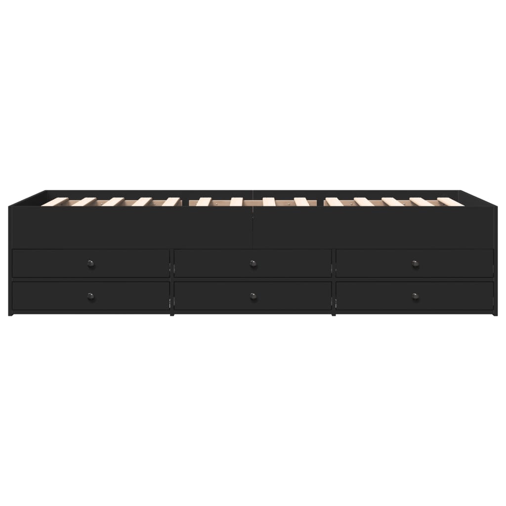 Daybed with Drawers without Mattress Black 90x200 cm