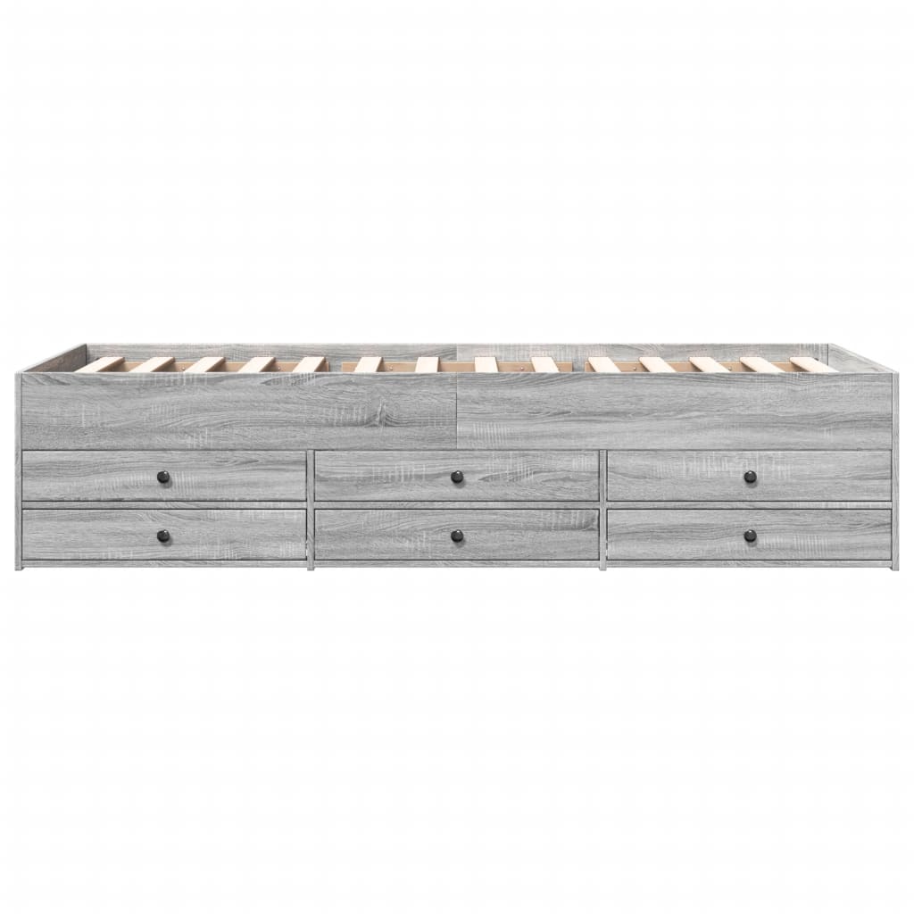 Daybed with Drawers without Mattress Grey Sonoma 90x200 cm