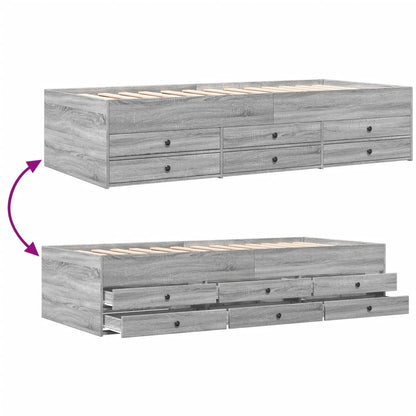 Daybed with Drawers without Mattress Grey Sonoma 90x200 cm