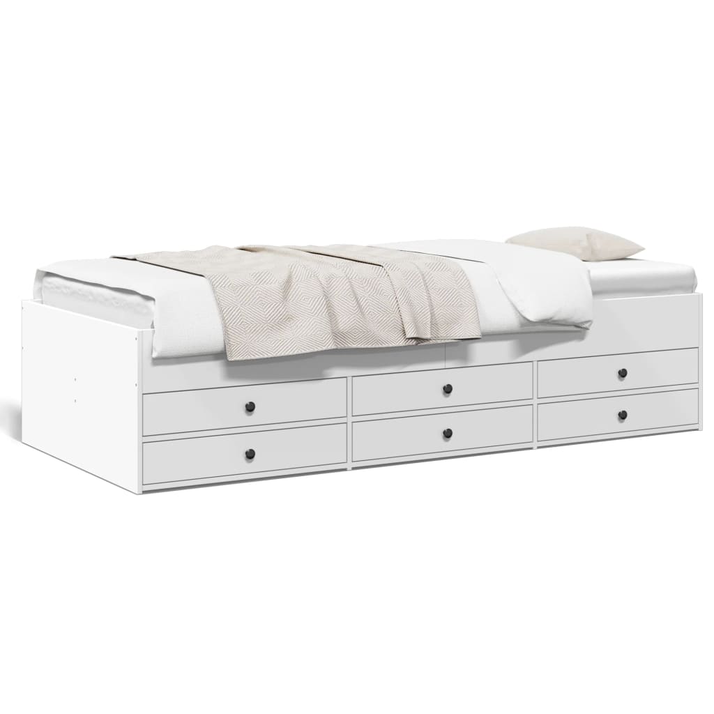 Daybed with Drawers without Mattress White 90x190 cm Single