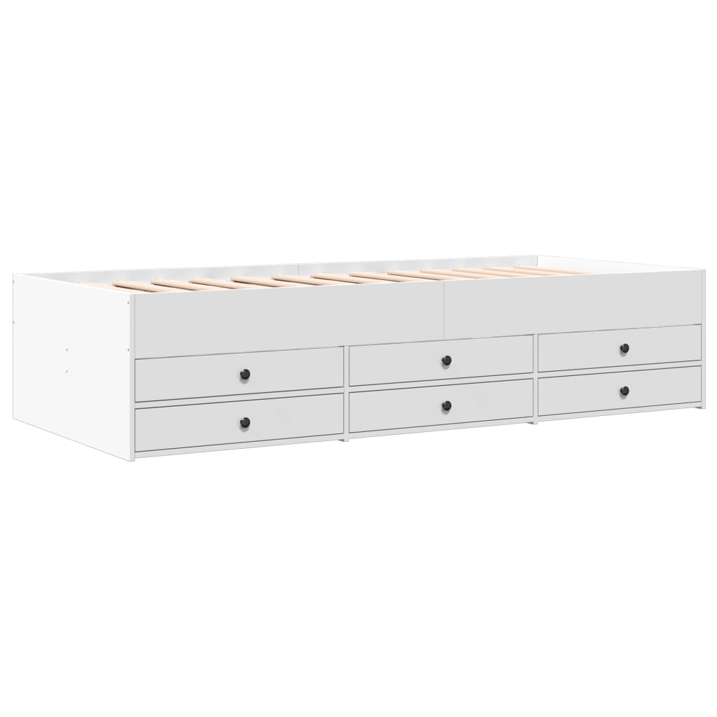 Daybed with Drawers without Mattress White 90x190 cm Single