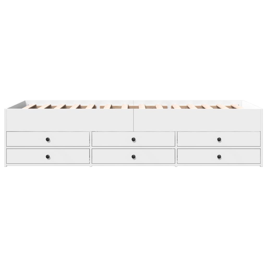 Daybed with Drawers without Mattress White 90x190 cm Single