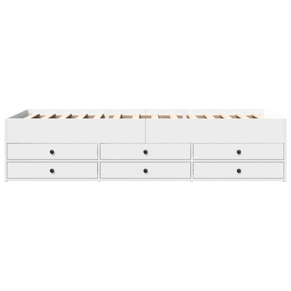 Daybed with Drawers without Mattress White 90x190 cm Single
