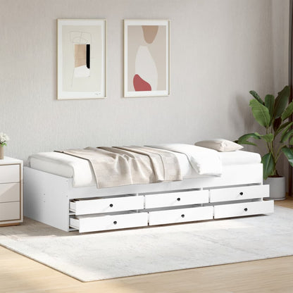Daybed with Drawers without Mattress White 90x190 cm Single