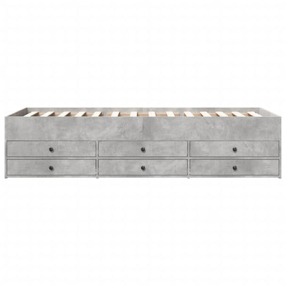 Daybed with Drawers without Mattress Concrete Grey 90x190 cm Single