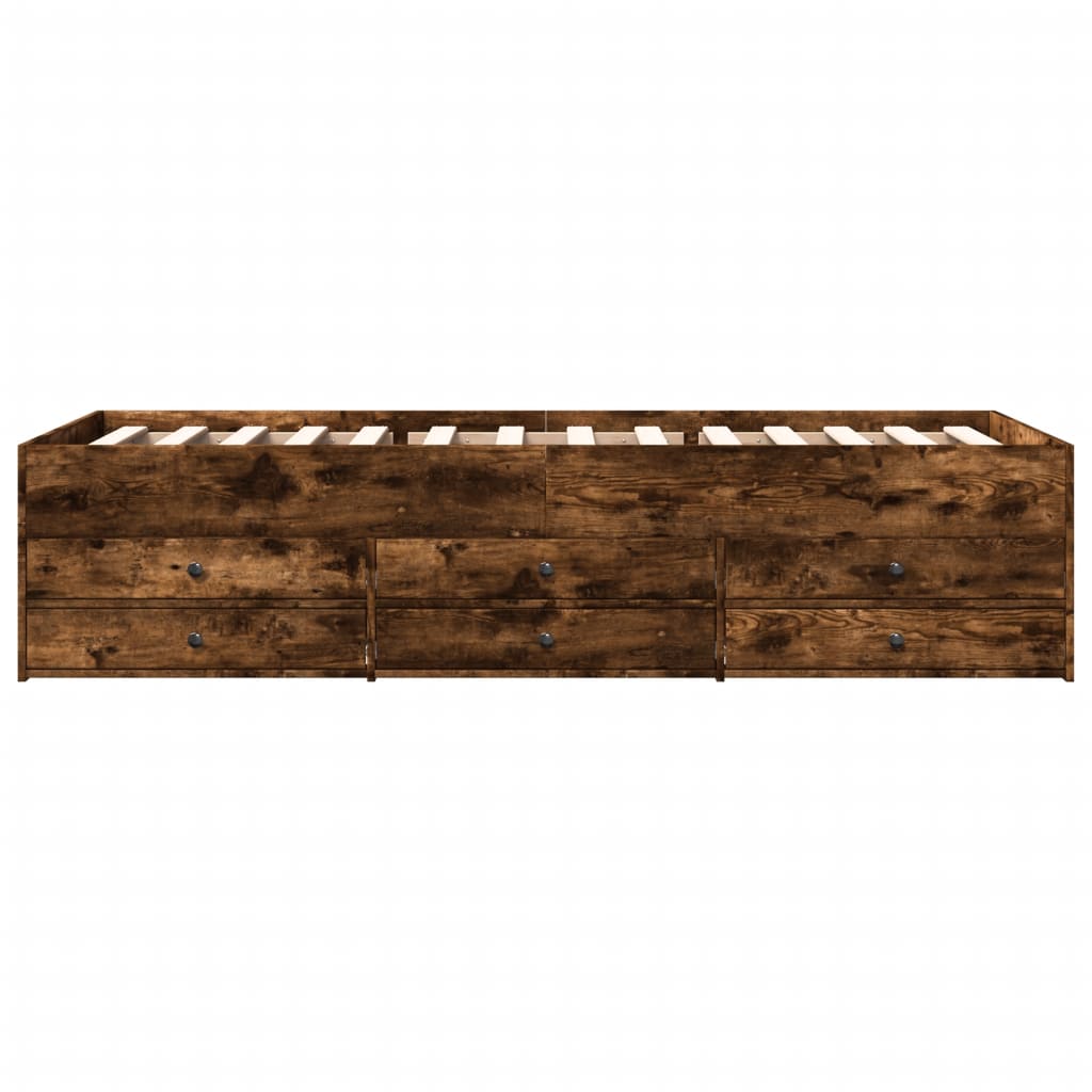 Daybed with Drawers without Mattress Smoked Oak 75x190 cm Small Single