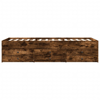 Daybed with Drawers without Mattress Smoked Oak 75x190 cm Small Single
