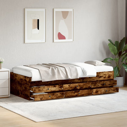 Daybed with Drawers without Mattress Smoked Oak 75x190 cm Small Single