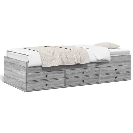 Daybed with Drawers without Mattress Grey Sonoma 75x190 cm Small Single