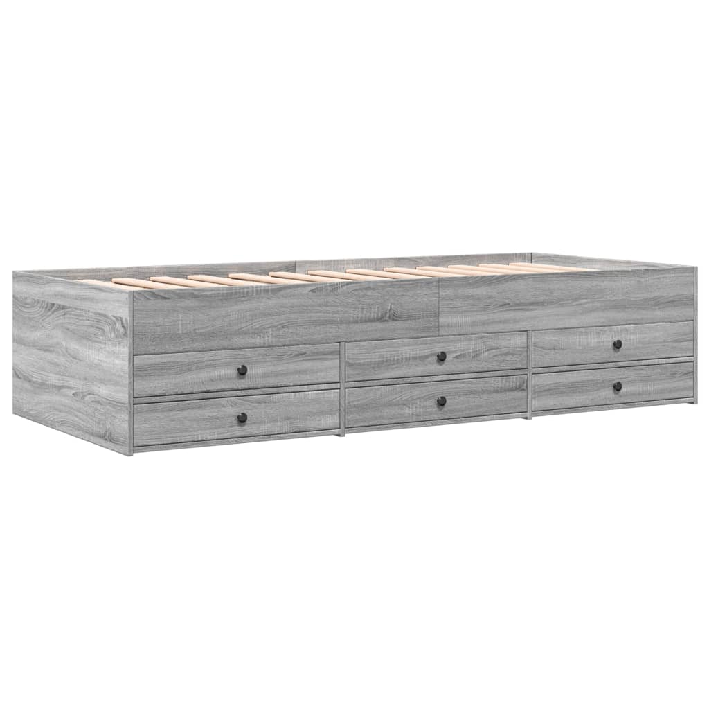 Daybed with Drawers without Mattress Grey Sonoma 75x190 cm Small Single