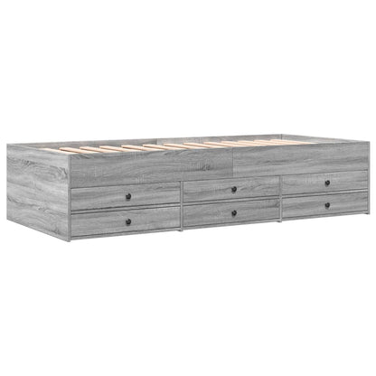 Daybed with Drawers without Mattress Grey Sonoma 75x190 cm Small Single