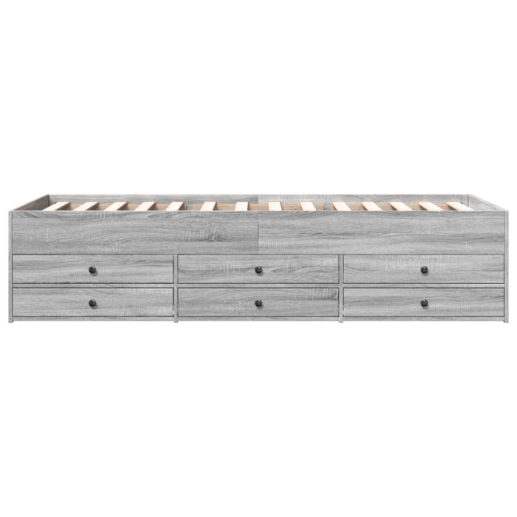 Daybed with Drawers without Mattress Grey Sonoma 75x190 cm Small Single