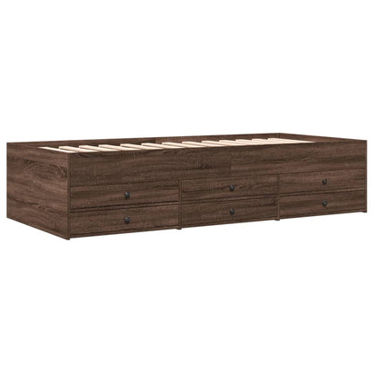 Daybed with Drawers without Mattress Brown Oak 75x190 cm Small Single