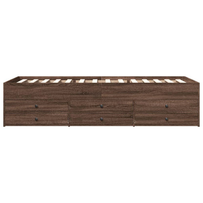 Daybed with Drawers without Mattress Brown Oak 75x190 cm Small Single