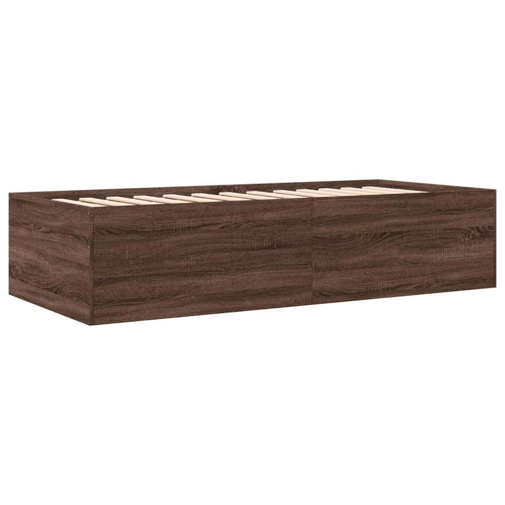 Daybed with Drawers without Mattress Brown Oak 75x190 cm Small Single