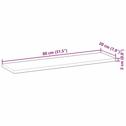 Floating Shelf 80x20x2 cm Untreated Solid Wood Acacia