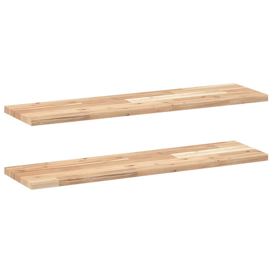 Floating Shelves 2 pcs 80x20x2 cm Untreated Solid Wood Acacia