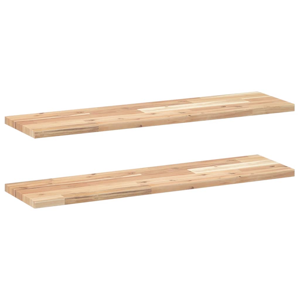 Floating Shelves 2 pcs 100x20x2 cm Untreated Solid Wood Acacia