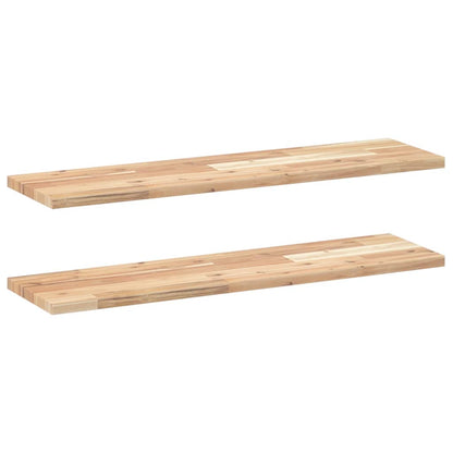 Floating Shelves 2 pcs 100x20x2 cm Untreated Solid Wood Acacia