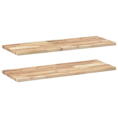 Floating Shelves 2 pcs 100x30x2 cm Untreated Solid Wood Acacia