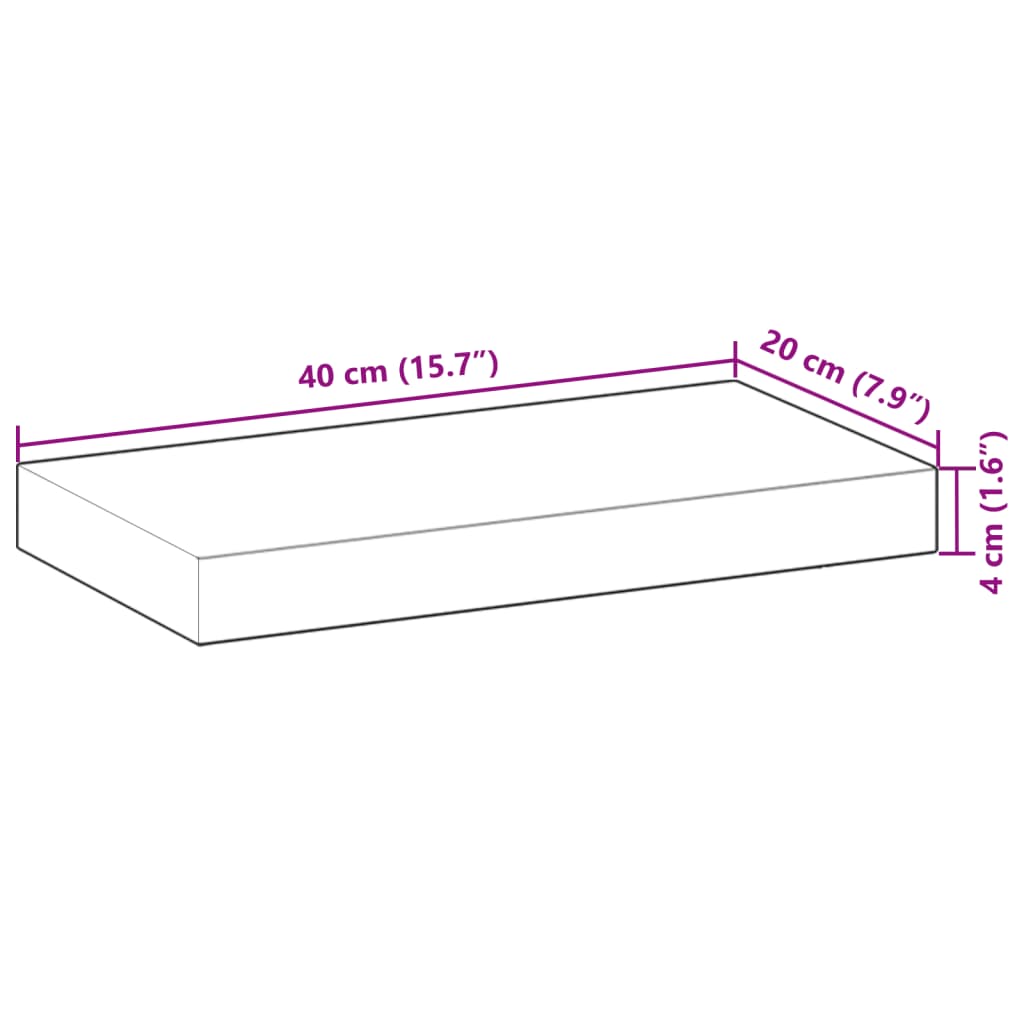 Floating Shelf 40x20x4 cm Untreated Solid Wood Acacia