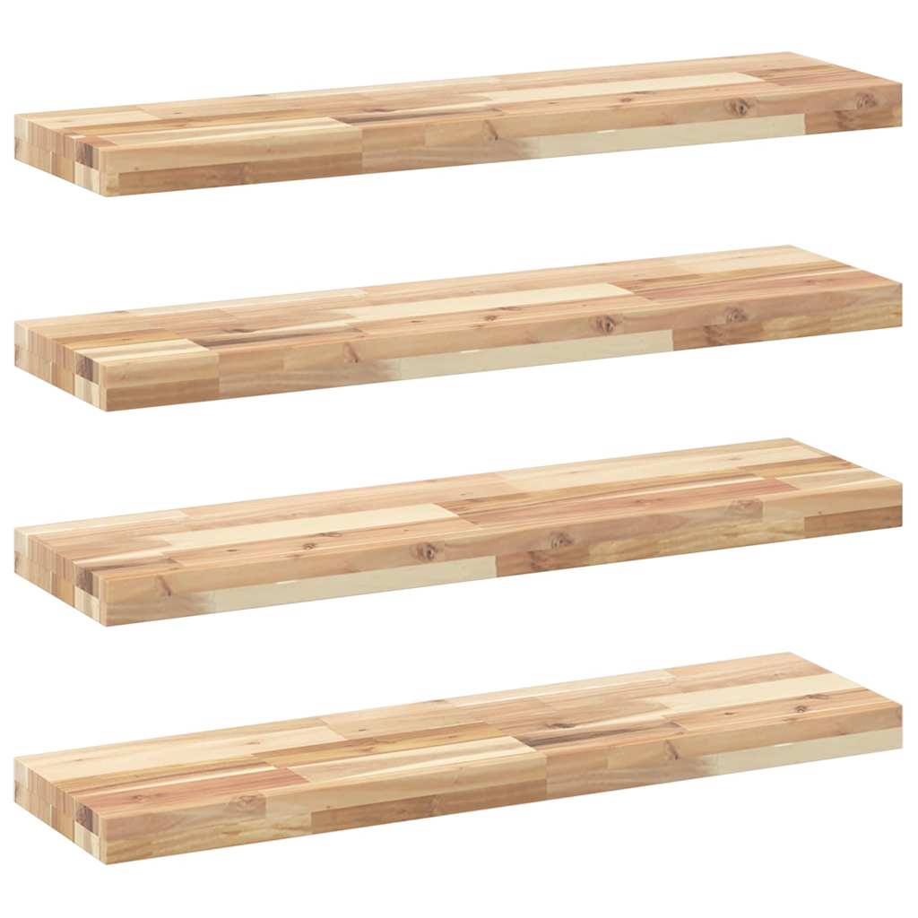 Floating Shelves 4 pcs 100x20x4 cm Untreated Solid Wood Acacia