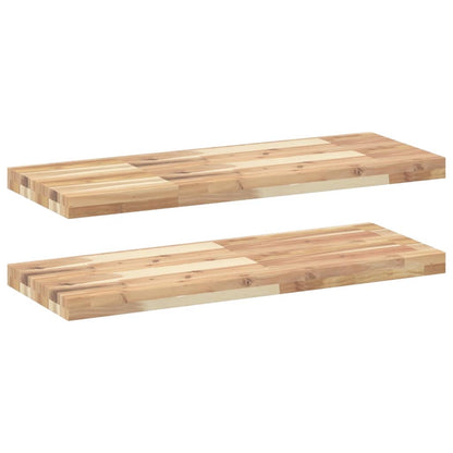 Floating Shelves 2 pcs 80x30x4 cm Untreated Solid Wood Acacia