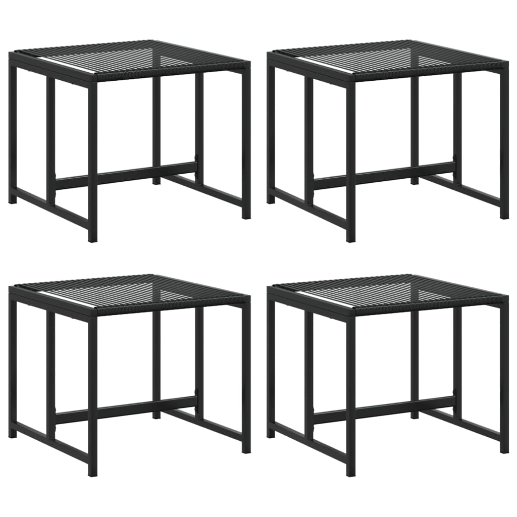 Garden Stools 4 pcs Black Poly Rattan