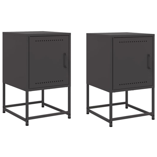 Bedside Cabinets 2 pcs Black 36x39x60.5 cm Steel