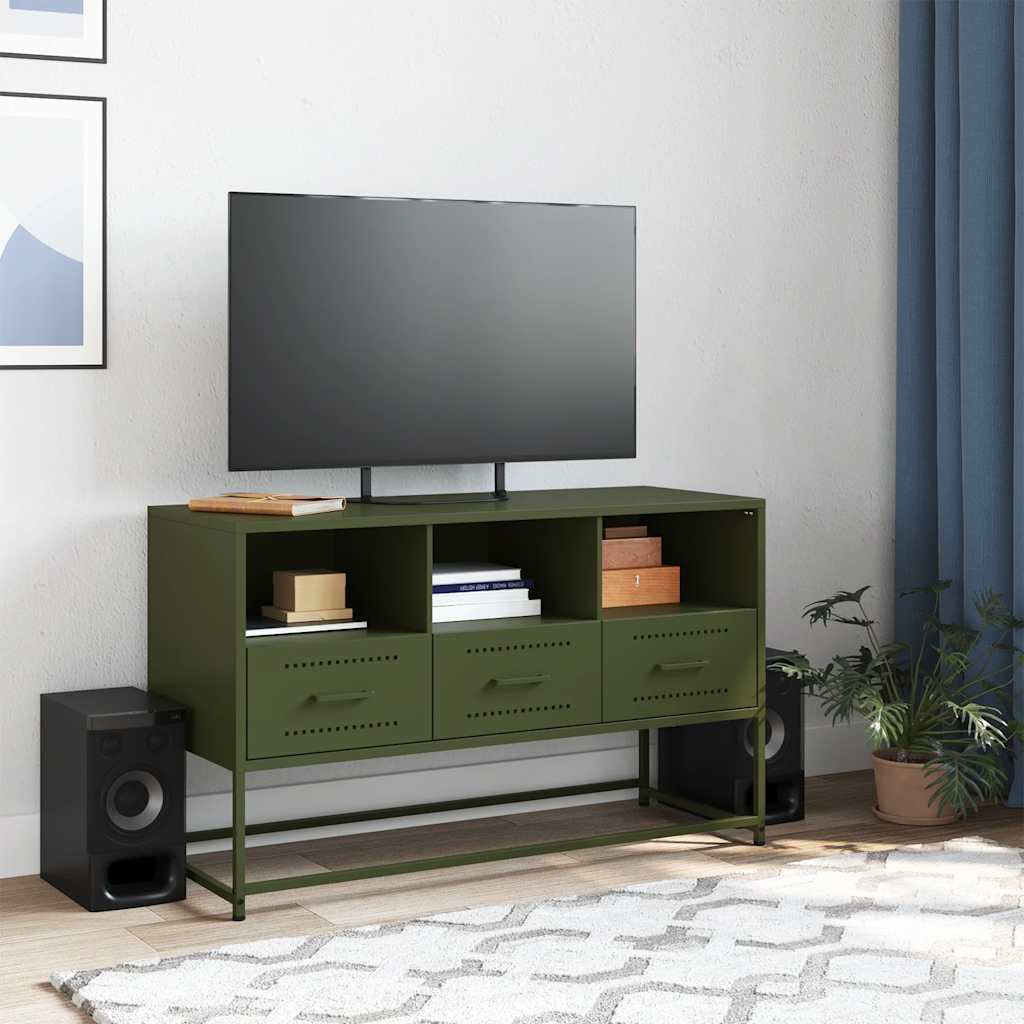 TV Cabinet Olive Green 100,5x39x60,5 cm Steel