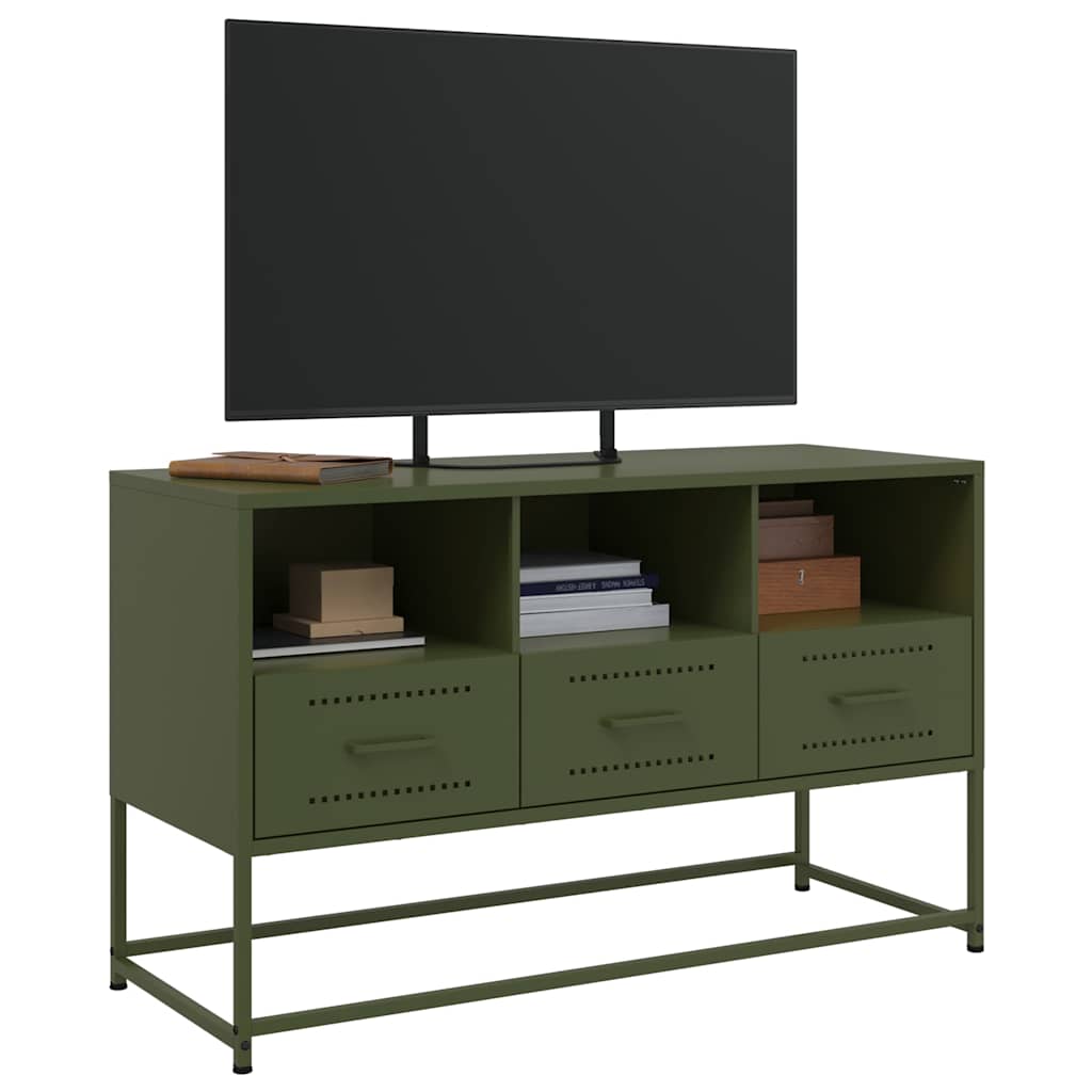 TV Cabinet Olive Green 100,5x39x60,5 cm Steel
