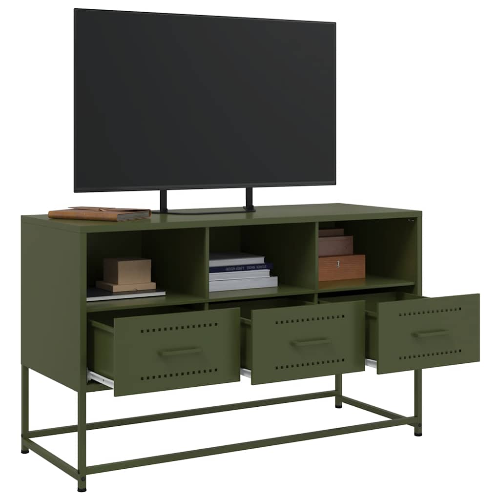TV Cabinet Olive Green 100,5x39x60,5 cm Steel