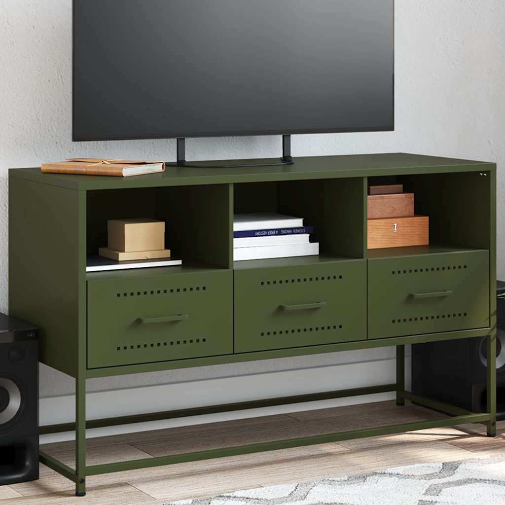 TV Cabinet Olive Green 100,5x39x60,5 cm Steel