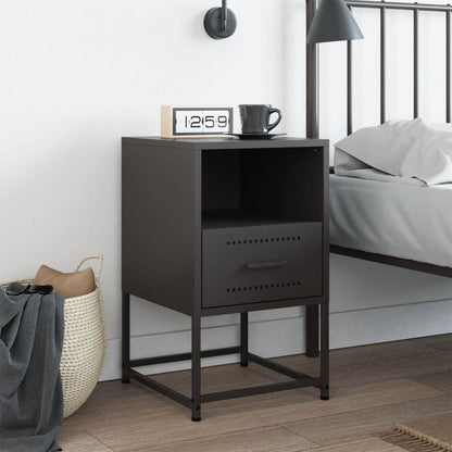 Bedside Cabinet Black 36x39x60.5 cm Steel