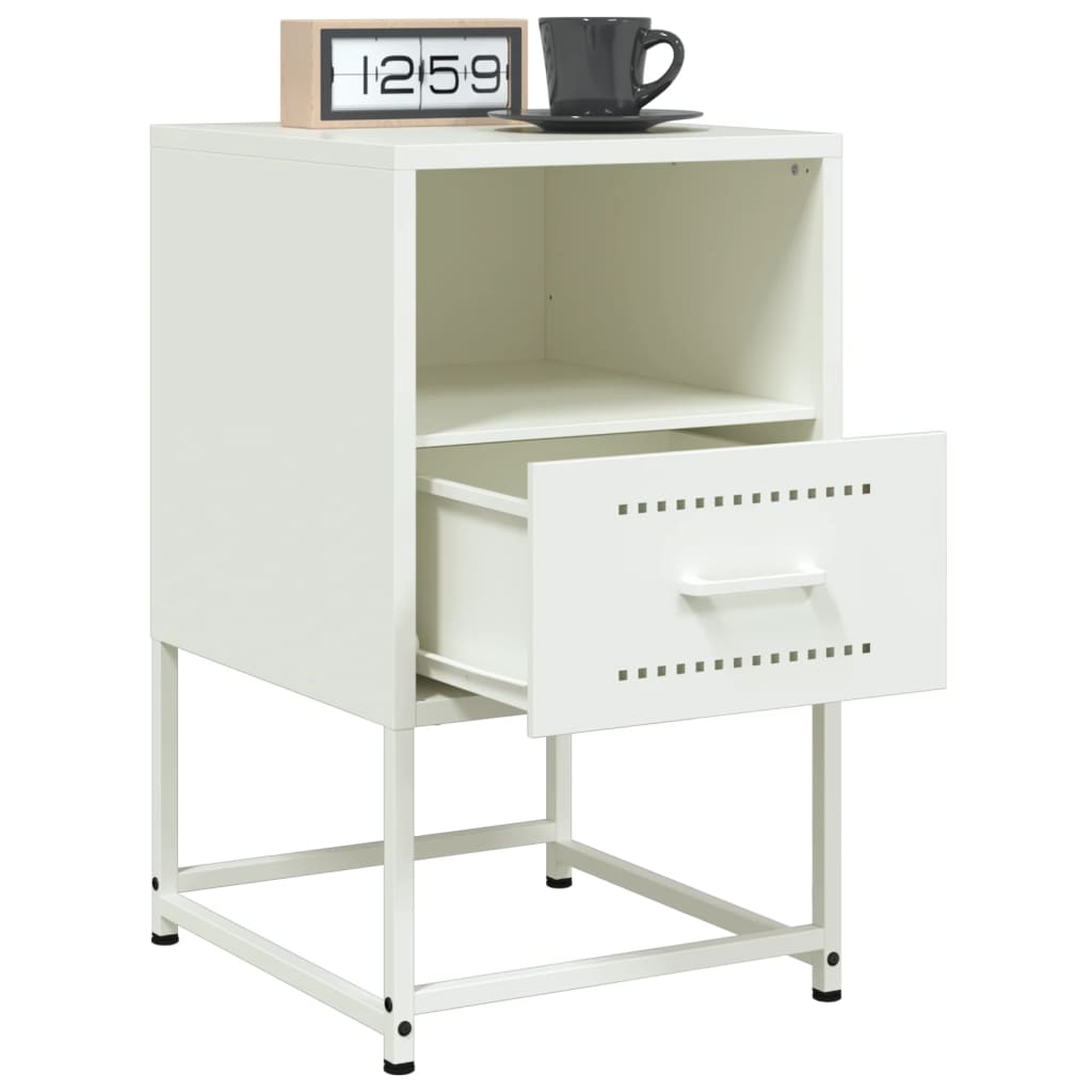 Bedside Cabinet White 36x39x60.5 cm Steel