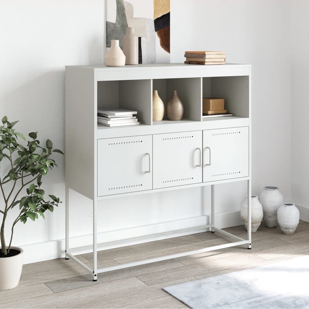 Sideboard White 100,5x39x107 cm Steel