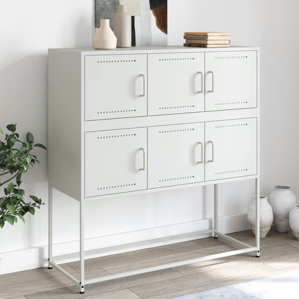 Sideboard White 100,5x39x107 cm Steel