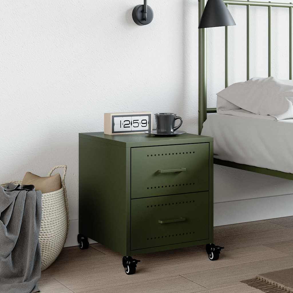 Bedside Cabinet Olive Green 36x39x43,5 cm Steel