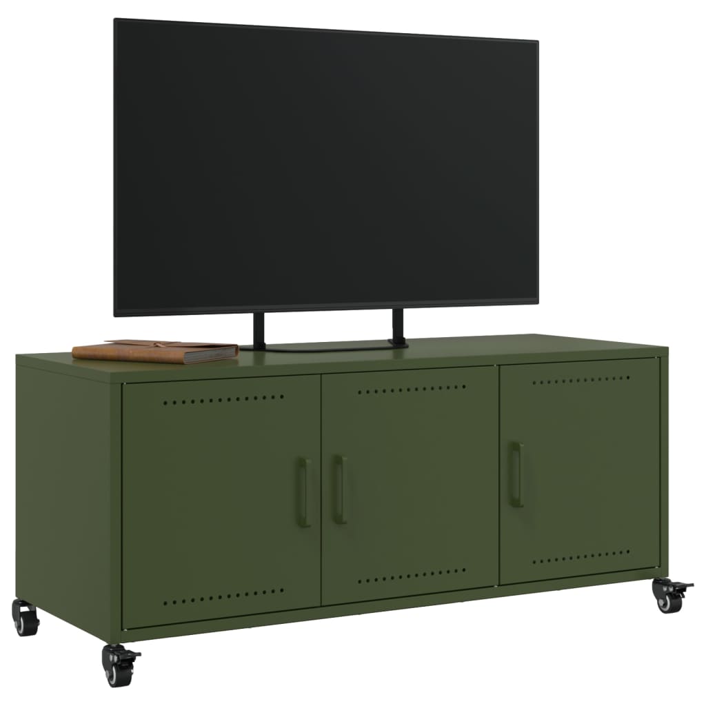 TV Cabinet Olive Green 100,5x39x43,5 cm Steel