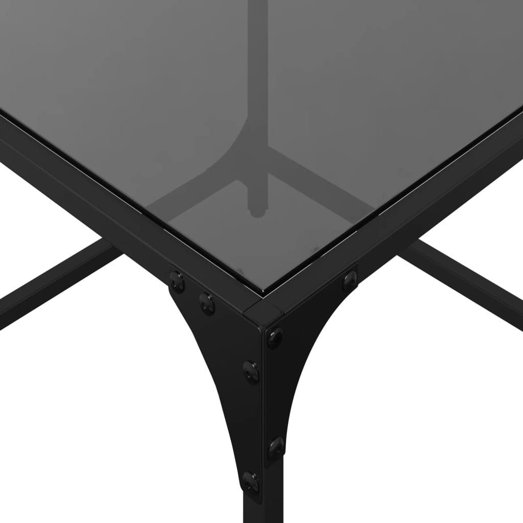 Coffee Tables with Black Glass Top 2 pcs 50x50x40 cm Steel