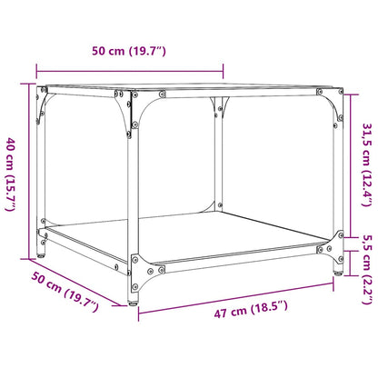 Coffee Tables with Black Glass Top 2 pcs 50x50x40 cm Steel