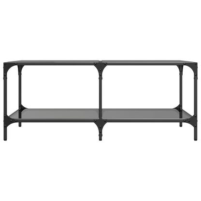Coffee Table with Black Glass Top 98.5x50x40 cm Steel