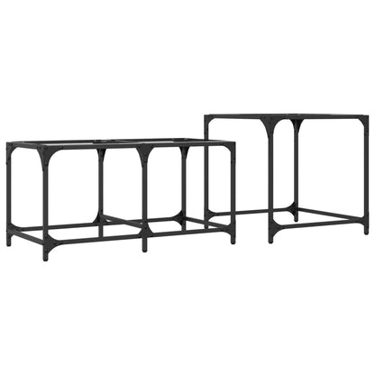 Nesting Coffee Tables 2 pcs with Transparent Glass Top Steel