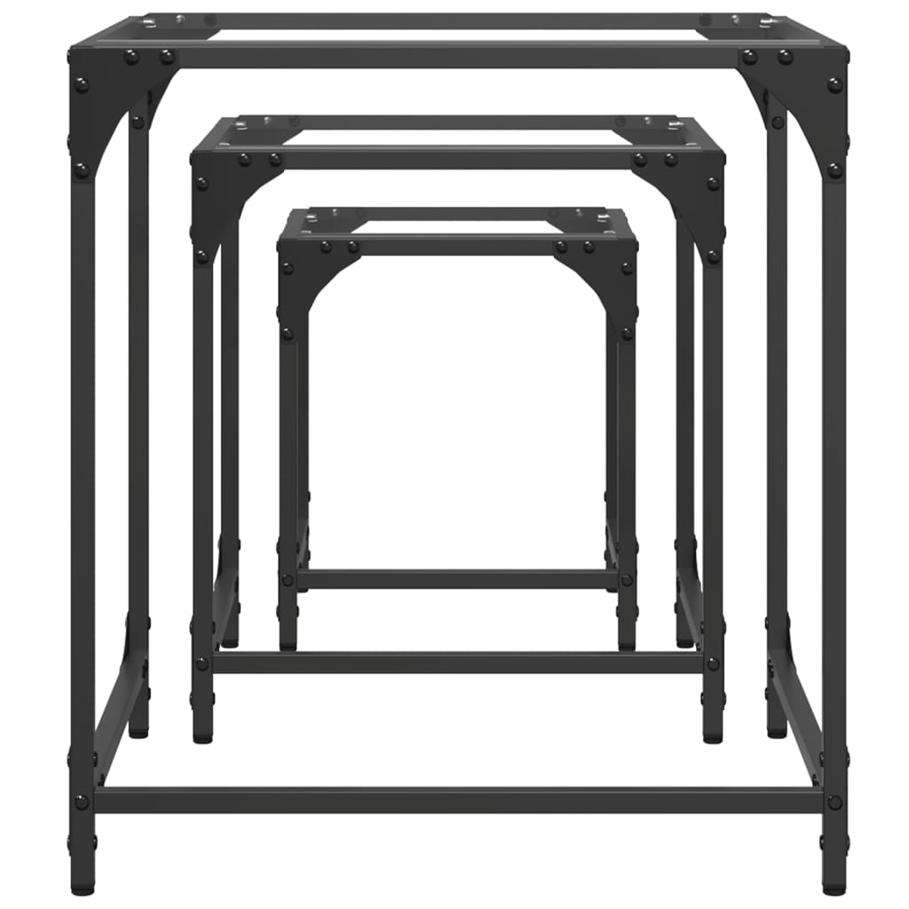 Nesting Coffee Tables 3 pcs with Transparent Glass Top Steel