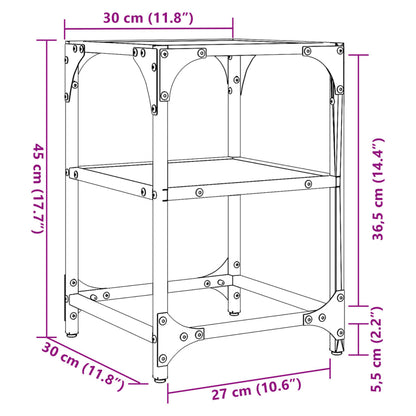 Coffee Tables with Transparent Glass Top 2 pcs 30x30x45 cm Steel