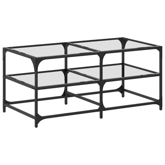Coffee Table with Transparent Glass Top 98,5x50x45 cm Steel