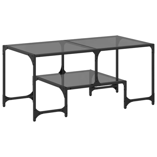 Coffee Table with Black Glass Top 98,5x50x45 cm Steel